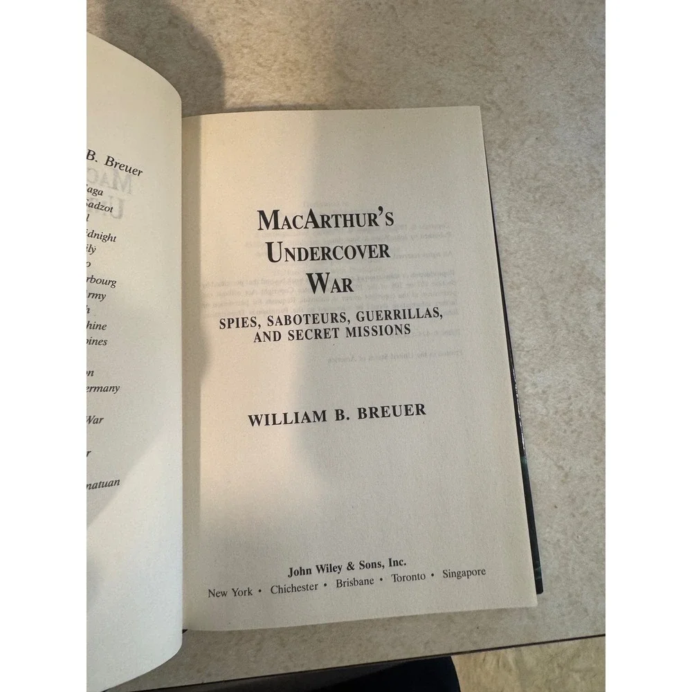 MacArthur's Undercover War William B Breuer WWII History Hardcover 0-471-11458-8